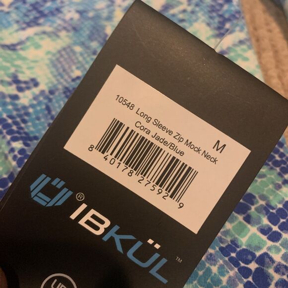 IBKUL Cora Jade Wmns M Long Vent Sleeve Mock Neck Sunshirt NEW Golf Logo - Picture 2 of 10